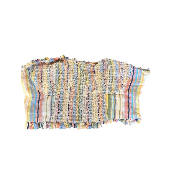 Anthropologie PILCRO Multi Stripe Strapless Smock Tube Top Size Small S FESTIVAL - Picture 4 of 9